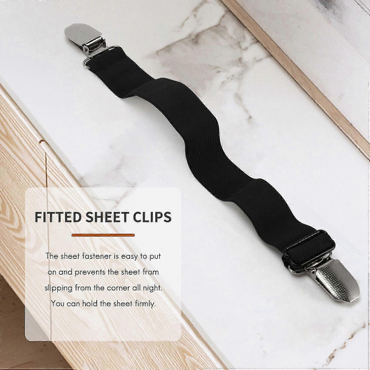 4PCS Adjustable Bed Sheet Straps, Elastic Corner Clips for Mattress