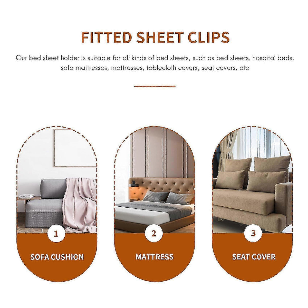4PCS Adjustable Bed Sheet Straps, Elastic Corner Clips for Mattress