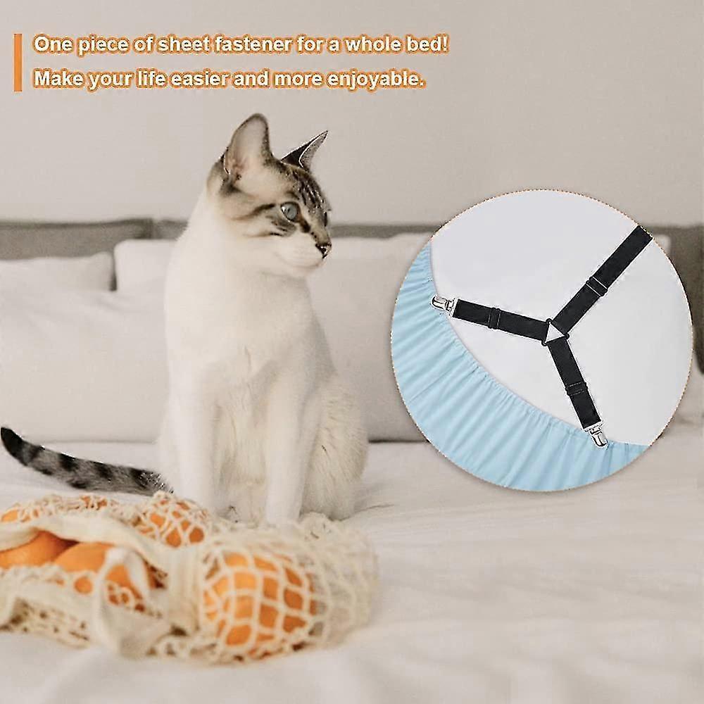 6-Way Bed Sheet Holder Straps, Heavy Duty Clips for Round/Square Mattresses