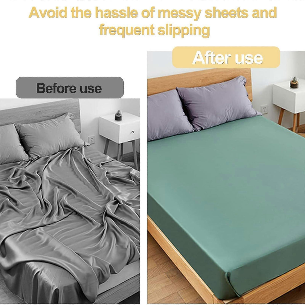 4PCS Adjustable Bed Sheet Straps, Elastic Grippers for Bedding