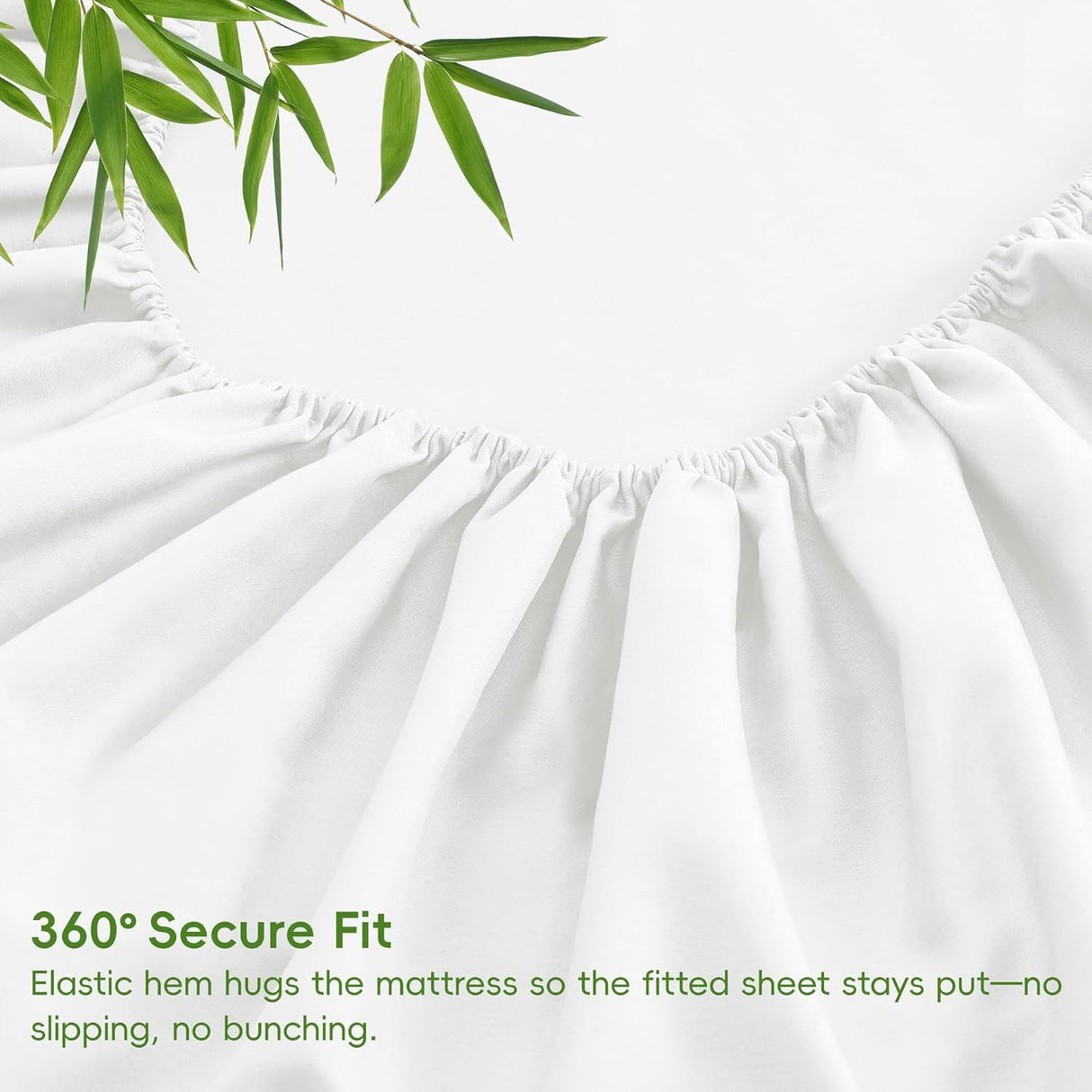 Hotel Breathable Bamboo Fitted Sheet & Pillowcase-3 Piece-Ultra Soft 2000TC Breathable Fitted Bed Sheets Set with 37 Centimetre Deep Pocket-Cooling Sheets for Hot Sleepers(White,Queen)