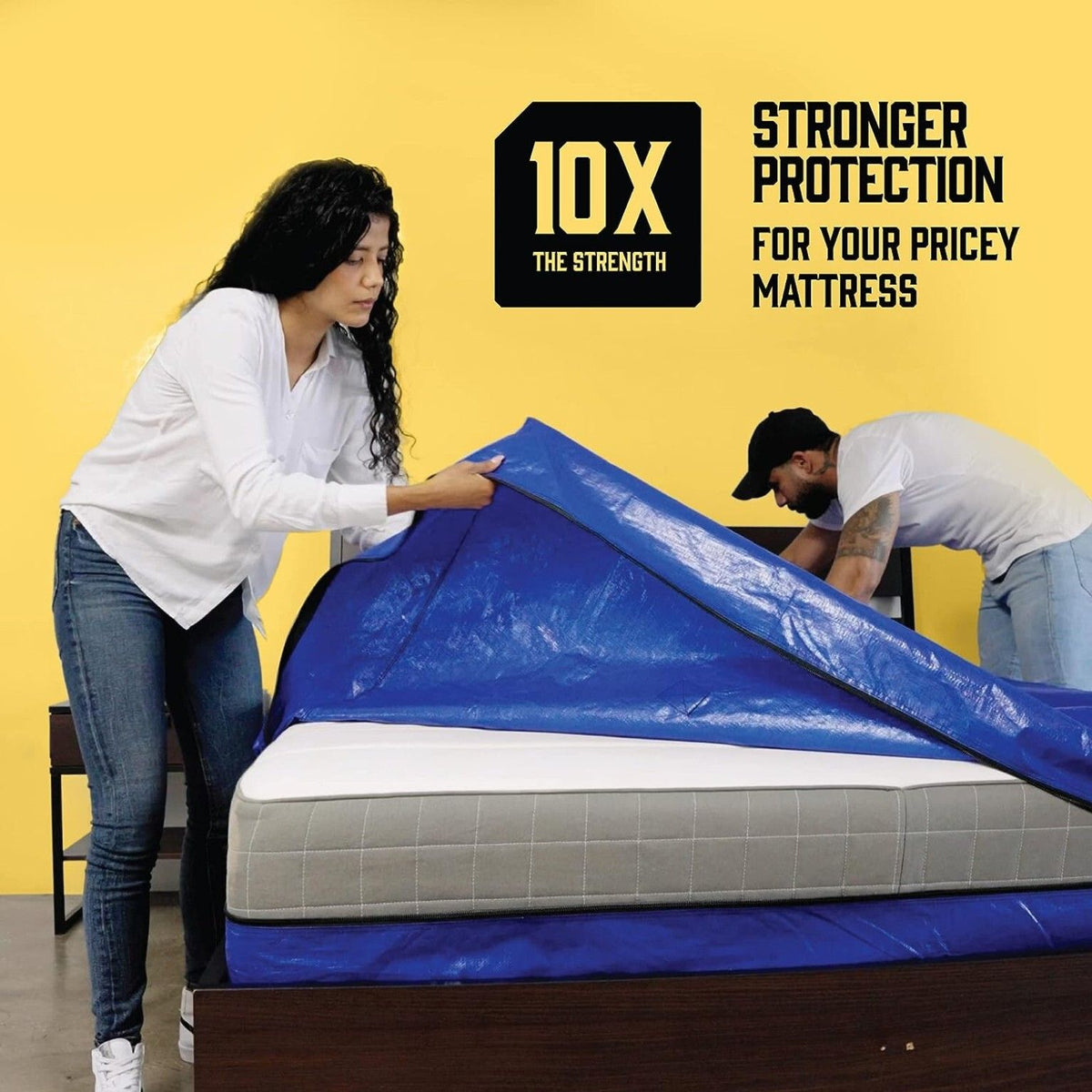 Mattress Bag Mattresses Protector Plastic Moving Storage Dust Cover Carry Bed Waterproof Zipper Packing Reusable Disposal, Extra Thick Heavy Duty, with Handles(King Single)