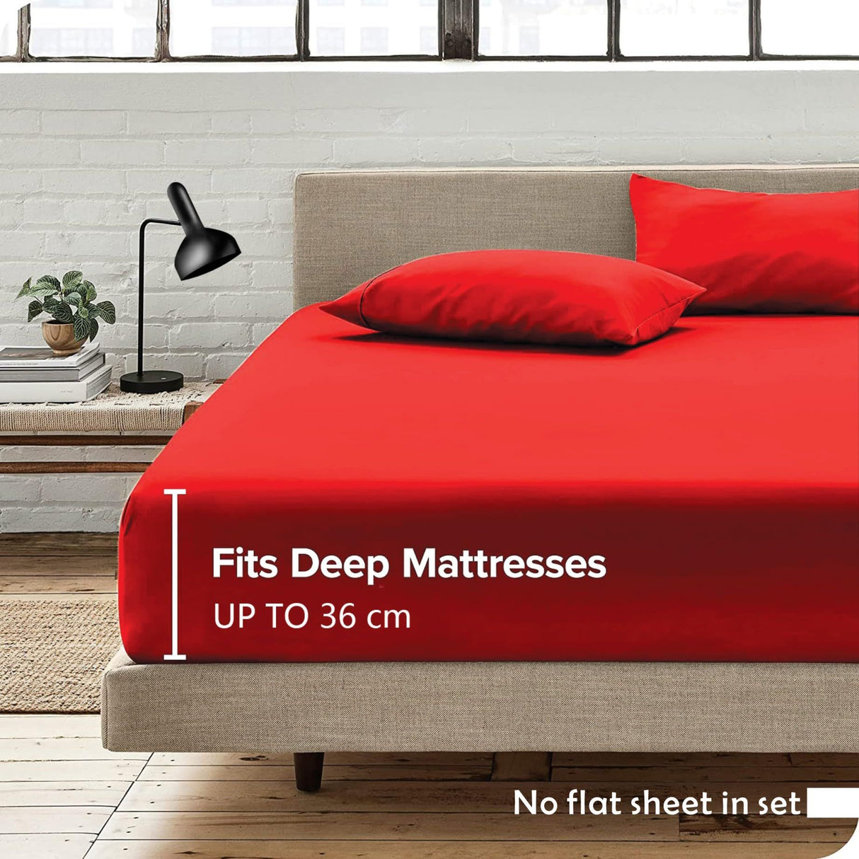 Hotel Quality Fitted Sheet - 1 Piece Fitted Sheet -Breathable Bedding - Wrinkle, Fade, Stain Resistant- 16inch/40cm Deep Pocket Fitted Bed Sheet-Wrinkle and Fade Resistant,(Red,Super King)