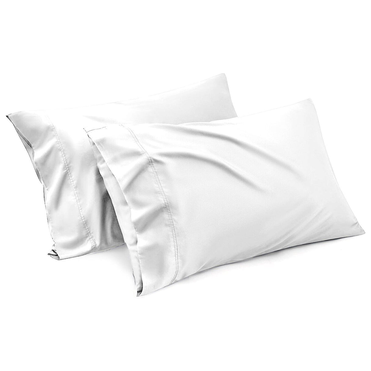1000TC Ultra Soft Microfiber Pillowcases,Pair of Standard Pillow Covers,(White, Standard Size, 48x74 cm)