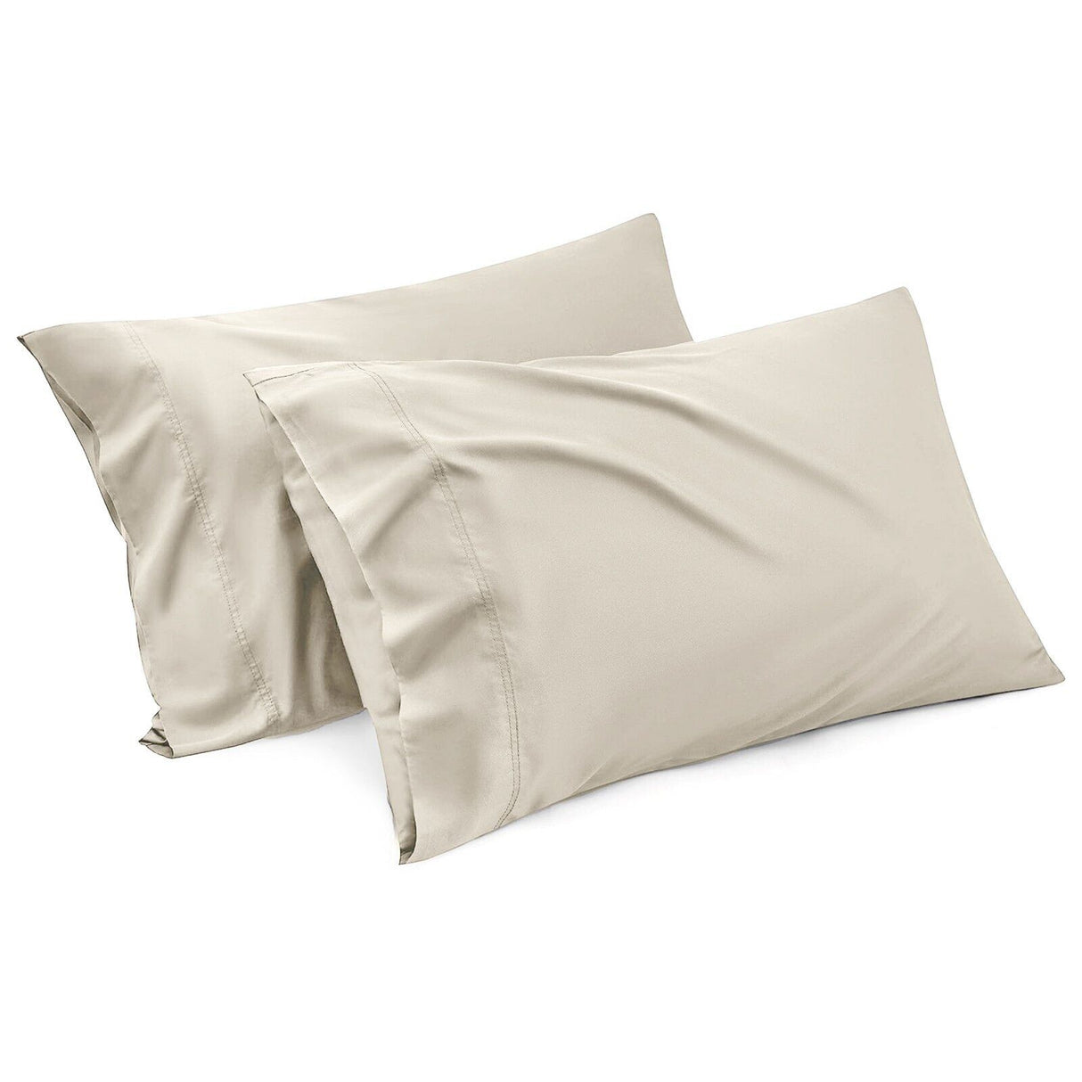 1000TC Ultra Soft Microfiber Pillowcases,Pair of Standard Pillow Covers,(cream, Standard Size, 48x74 cm)