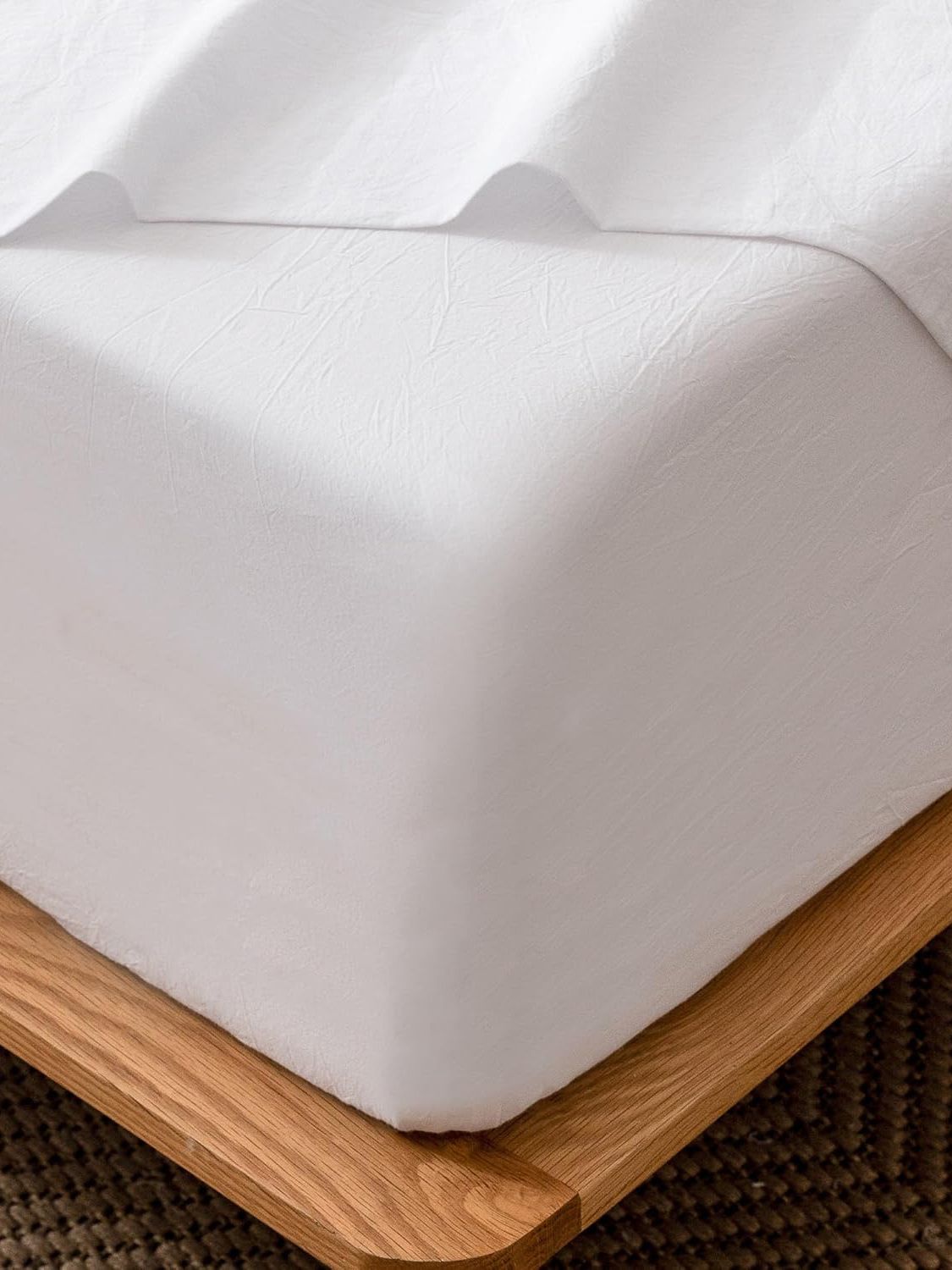 100% Cotton Fitted Sheet - Super Soft 40cm Deep Pocket Bottom Sheets - White Elastic Sheet(King Single,White)