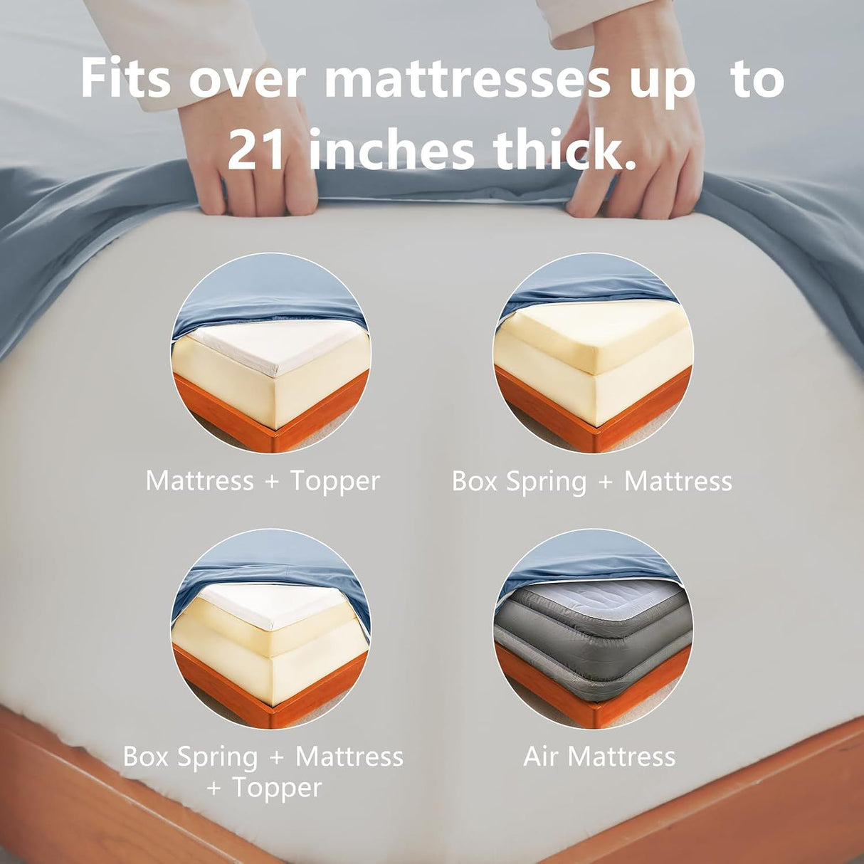 Hotel Soft Bed Sheet Set- Bedding Sheets & Pillowcases -Breathable Bedding - Wrinkle, Fade, Stain Resistant-Deep Pocket Flat Fitted Bed Sheet Set(Ocean,Queen)