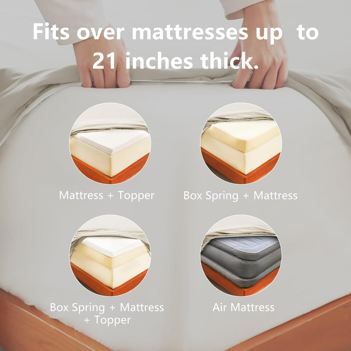 Hotel Soft Bed Sheet Set- Bedding Sheets & Pillowcases -Breathable Bedding - Wrinkle, Fade, Stain Resistant-Deep Pocket Flat Fitted Bed Sheet Set(Cream White,Queen)