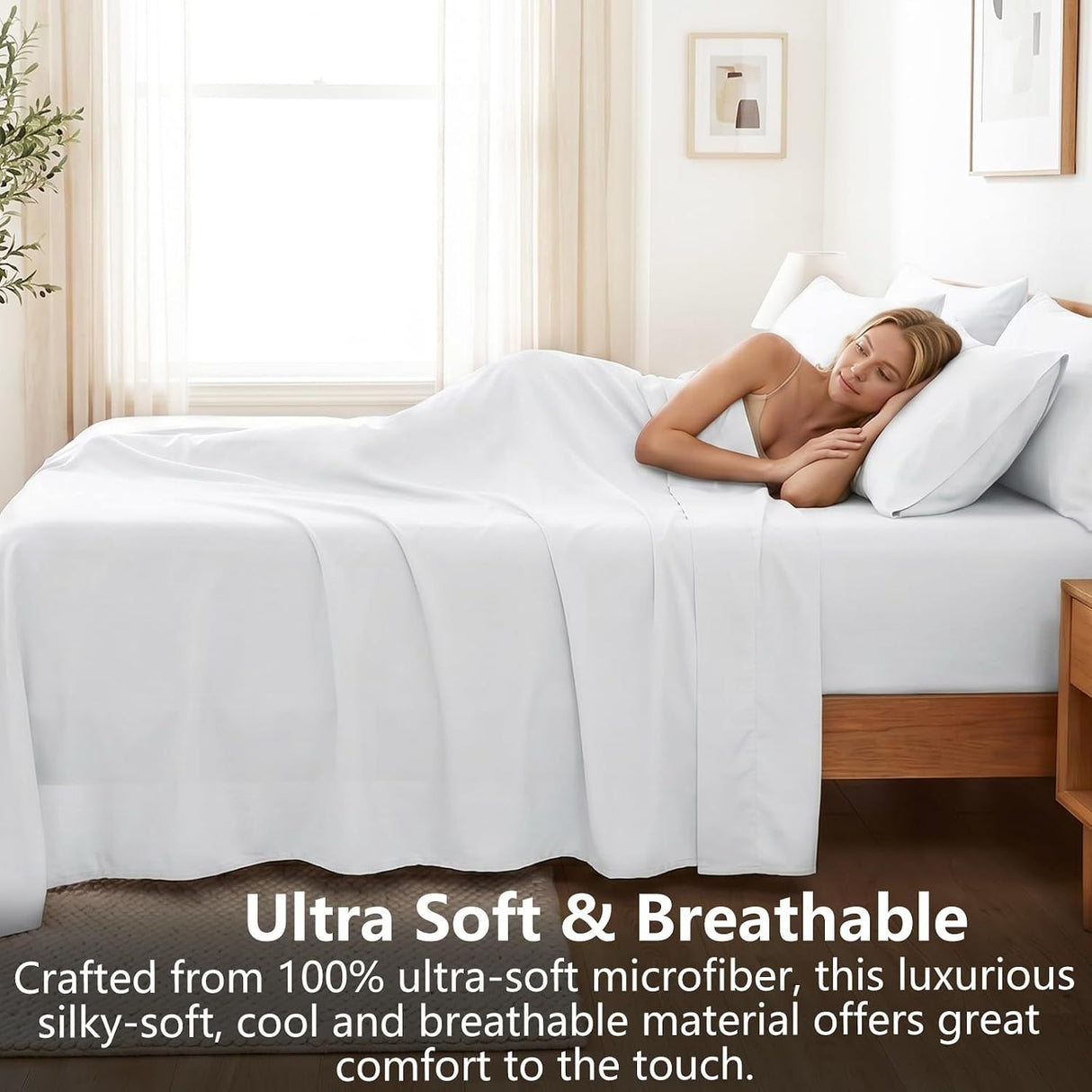 Hotel Soft Bed Sheet Set- Bedding Sheets & Pillowcases -Breathable Bedding - Wrinkle, Fade, Stain Resistant-Deep Pocket Flat Fitted Bed Sheet Set(Raw white,Single)