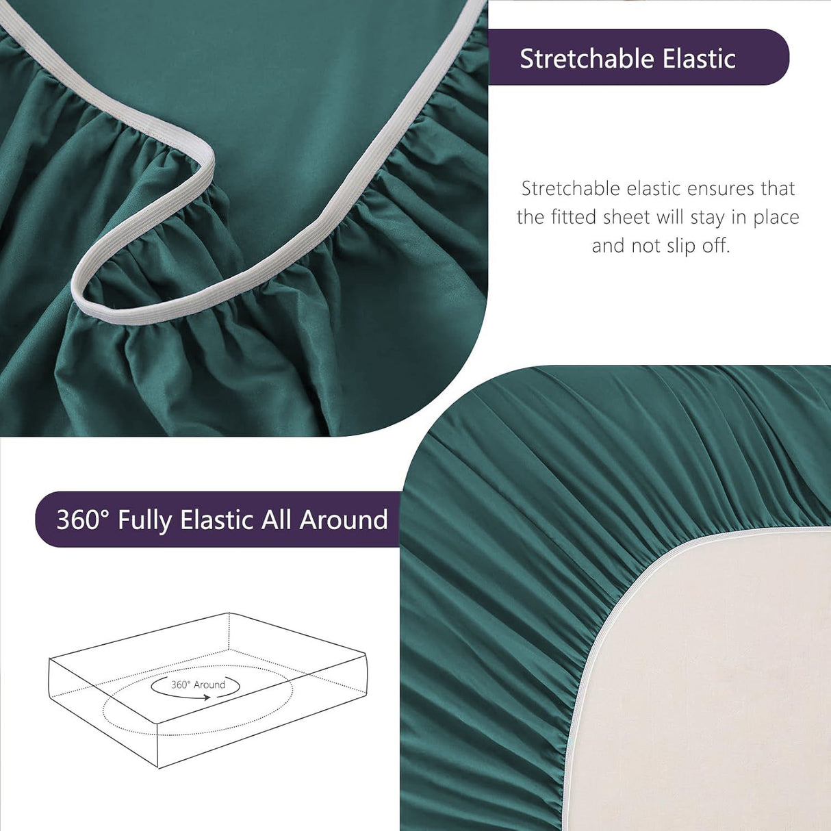 Hotel Soft Bed Sheet Set- Bedding Sheets & Pillowcases -Breathable Bedding - Wrinkle, Fade, Stain Resistant-Deep Pocket Flat Fitted Bed Sheet Set(Biscay blue,Single)