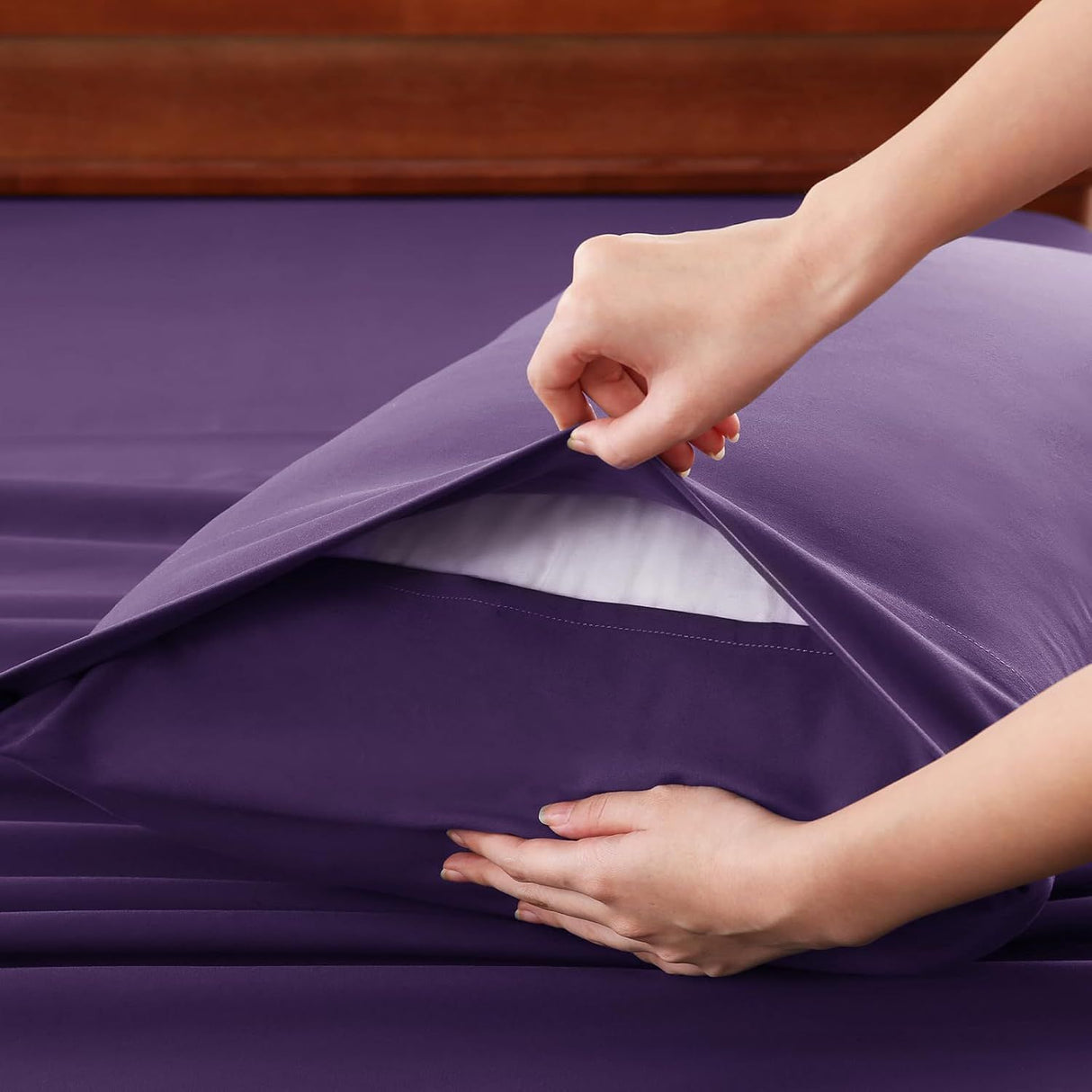 Hotel Soft Bed Sheet Set- Bedding Sheets & Pillowcases -Breathable Bedding - Wrinkle, Fade, Stain Resistant-Deep Pocket Flat Fitted Bed Sheet Set(Purple,Super King)