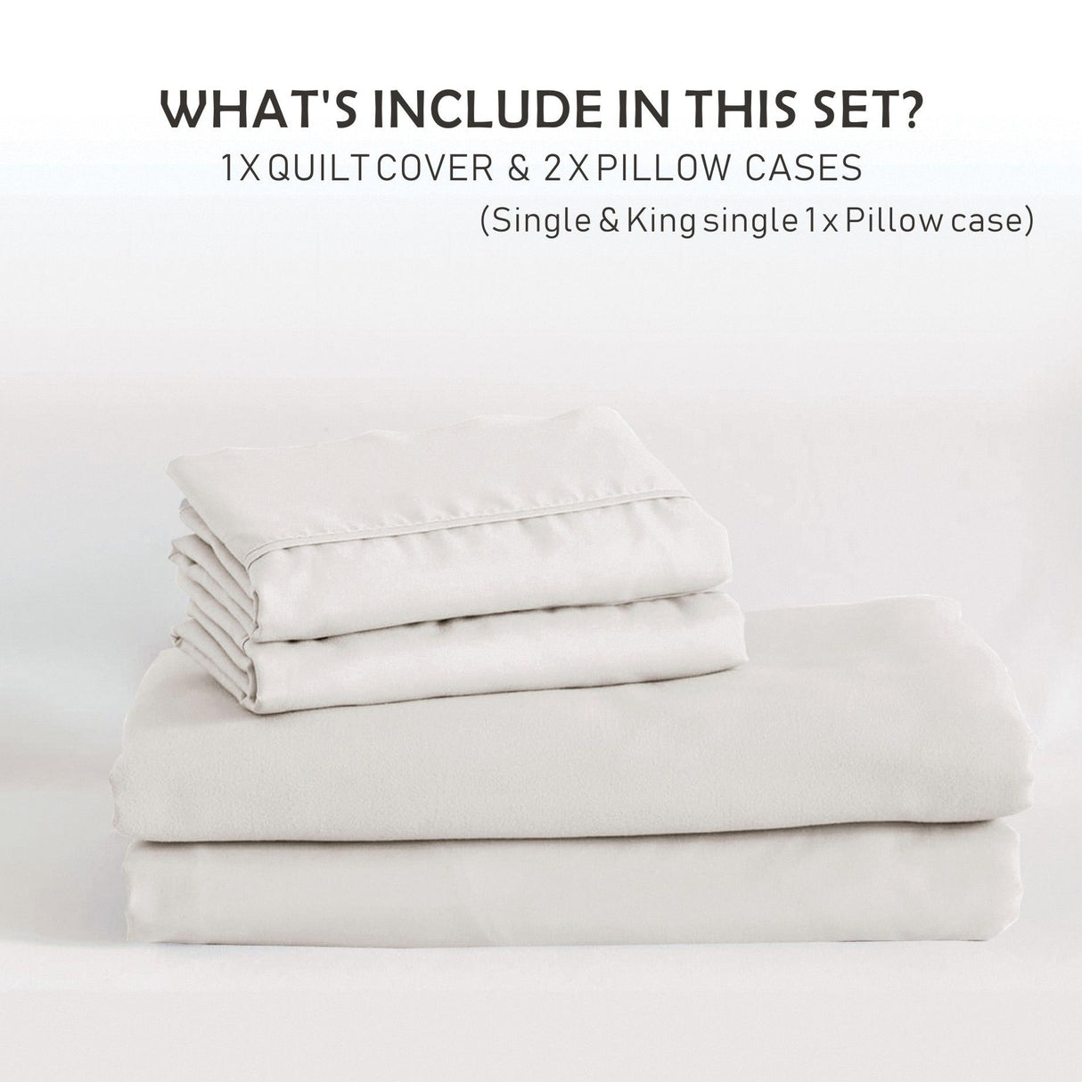 3 Piece Hotel Soft Microfiber Quilt Cover Set-2000TC Duvet/Donna Cover Set & Pillowcases -1 Quilt Cover Zipper Closure & 1 x Pillowcases-Breathable Bedding - Wrinkle, Fade, Stain Resistant(Raw white,Double)