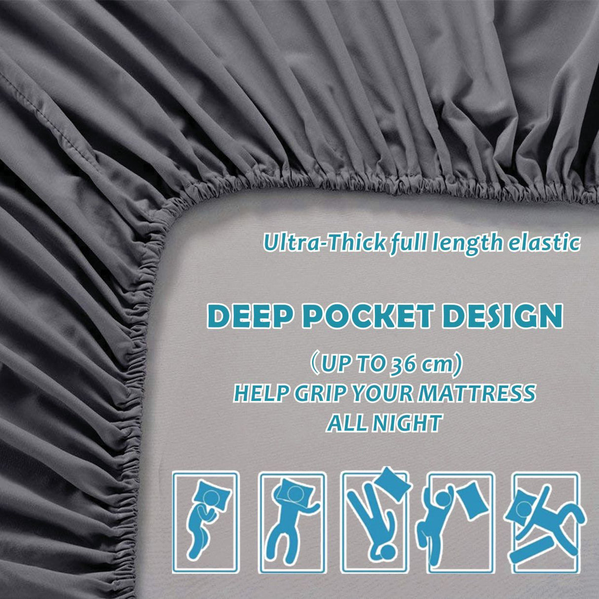4 Piece Bed Sheet Set- Bedding Sheets & Pillowcases -Breathable Bedding - Wrinkle, Fade, Stain Resistant-Deep Pocket Flat Fitted Bed Sheet Set(Dark gray,Double)