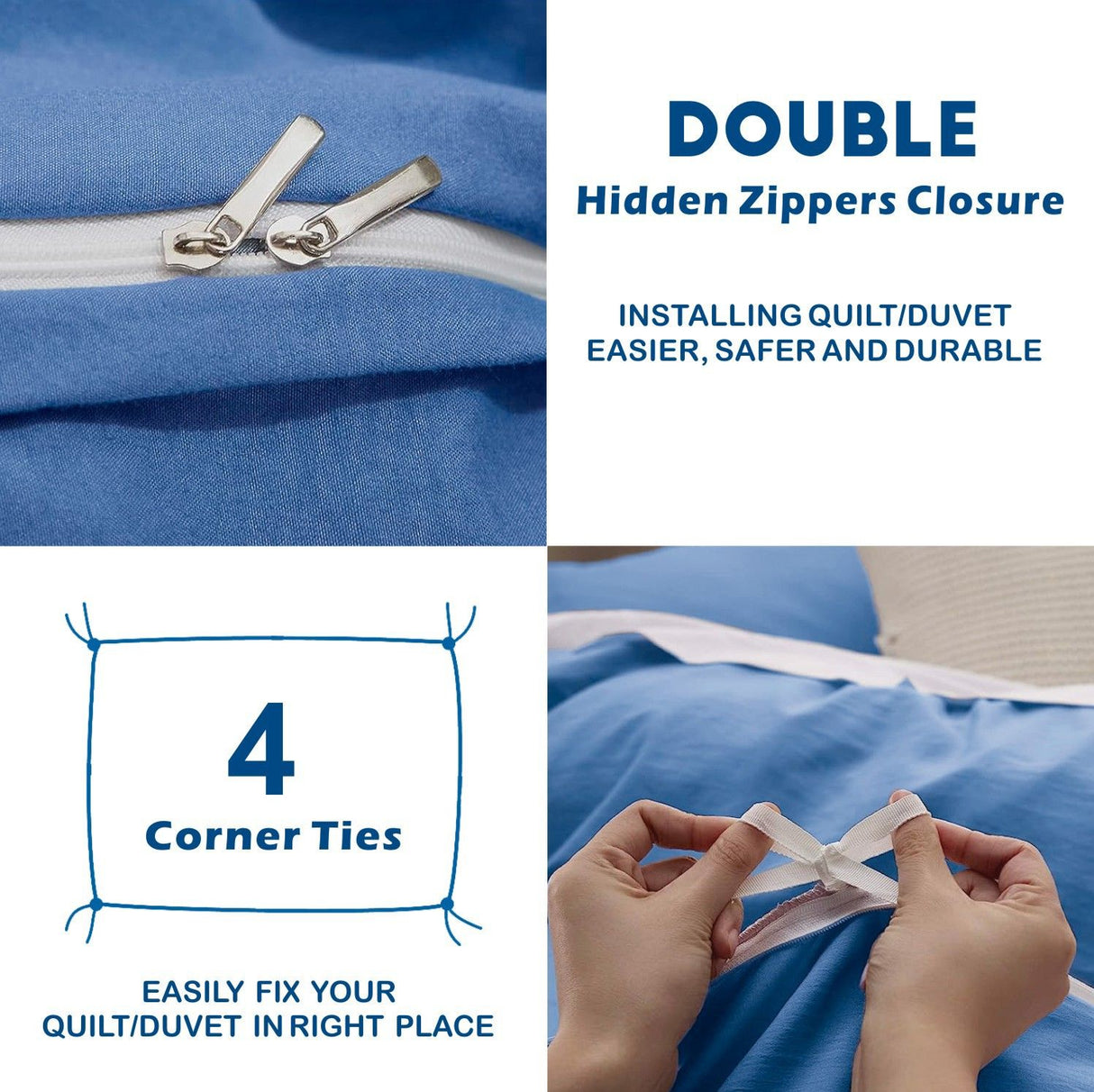 3 Piece Hotel Soft Microfiber Quilt Cover Set-2000TC Duvet/Donna Cover Set & Pillowcases -1 Quilt Cover Zipper Closure & 1 x Pillowcases-Breathable Bedding - Wrinkle, Fade, Stain Resistant(Ocean,King)