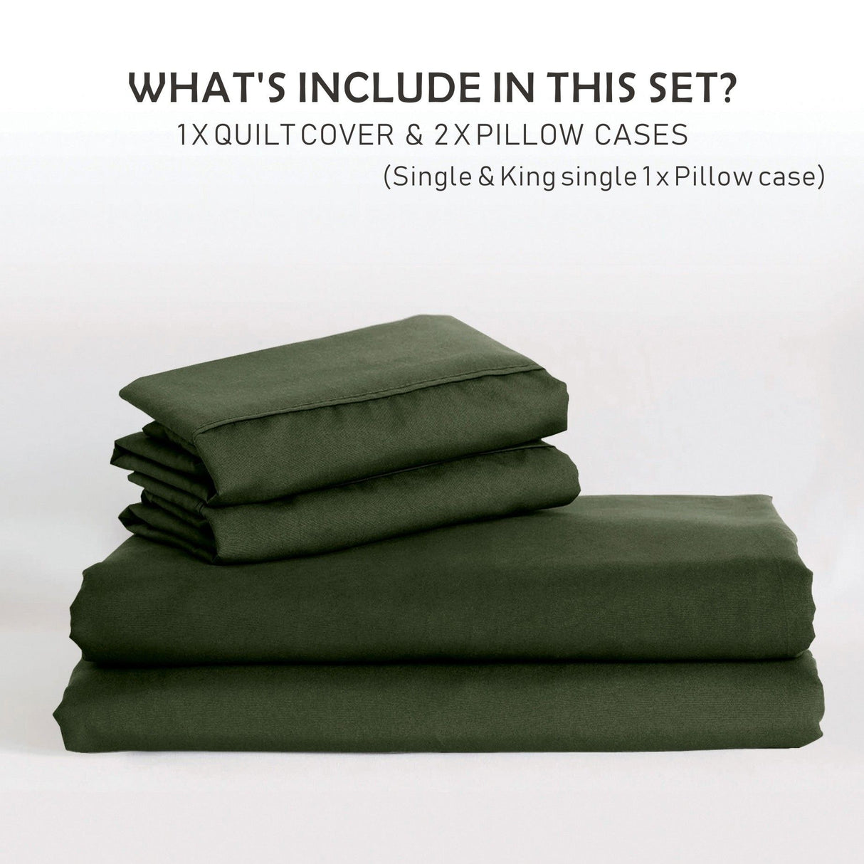 3 Piece Hotel Soft Microfiber Quilt Cover Set-2000TC Duvet/Donna Cover Set & Pillowcases -1 Quilt Cover Zipper Closure & 1 x Pillowcases-Breathable Bedding - Wrinkle, Fade, Stain Resistant(Olive green,King)