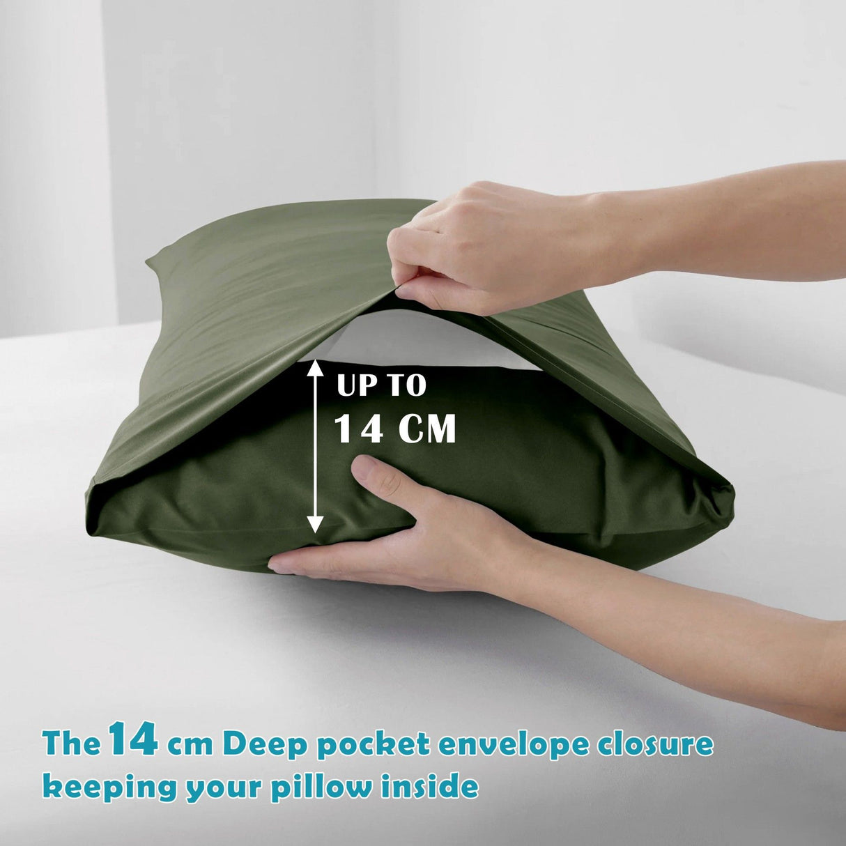 4 Piece Bed Sheet Set- Bedding Sheets & Pillowcases -Breathable Bedding - Wrinkle, Fade, Stain Resistant-Deep Pocket Flat Fitted Bed Sheet Set(Olive green,King)