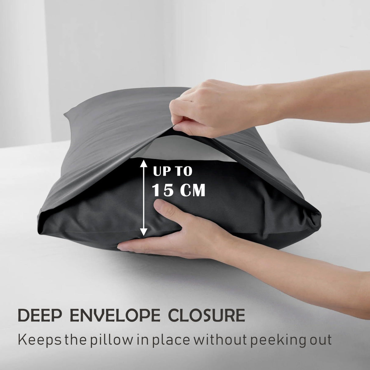 2 Piece Fitted Sheet Set- Fitted Sheet & Pillowcases -Breathable Bedding - Wrinkle, Fade, Stain Resistant- 40cm Deep Pocket Fitted Bed Sheet Set(Dark gray,King Single)