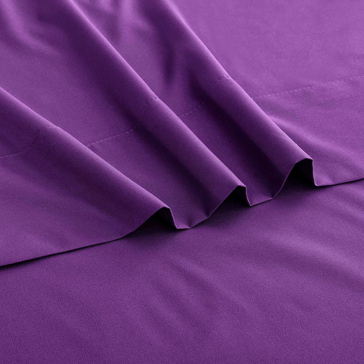 3 Piece Bed Sheet Set- Bedding Sheets & Pillowcases -Breathable Bedding - Wrinkle, Fade, Stain Resistant-Deep Pocket Flat Fitted Bed Sheet Set(Purple,King Single)