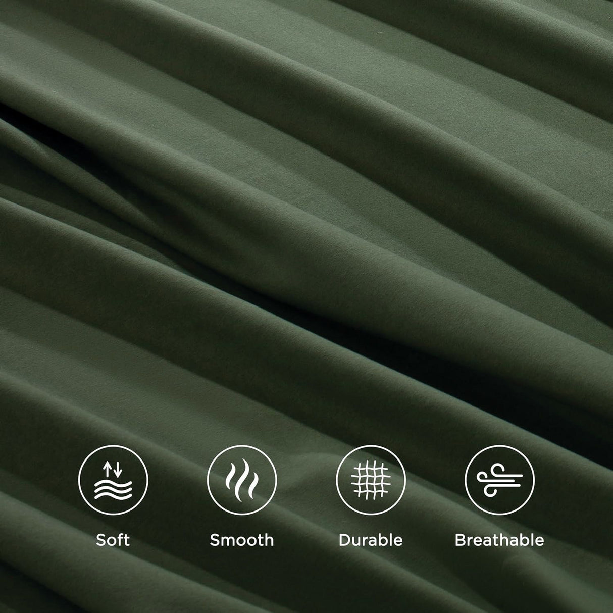 4 Piece Bed Sheet Set- Bedding Sheets & Pillowcases -Breathable Bedding - Wrinkle, Fade, Stain Resistant-Deep Pocket Flat Fitted Bed Sheet Set(Olive green,Queen)