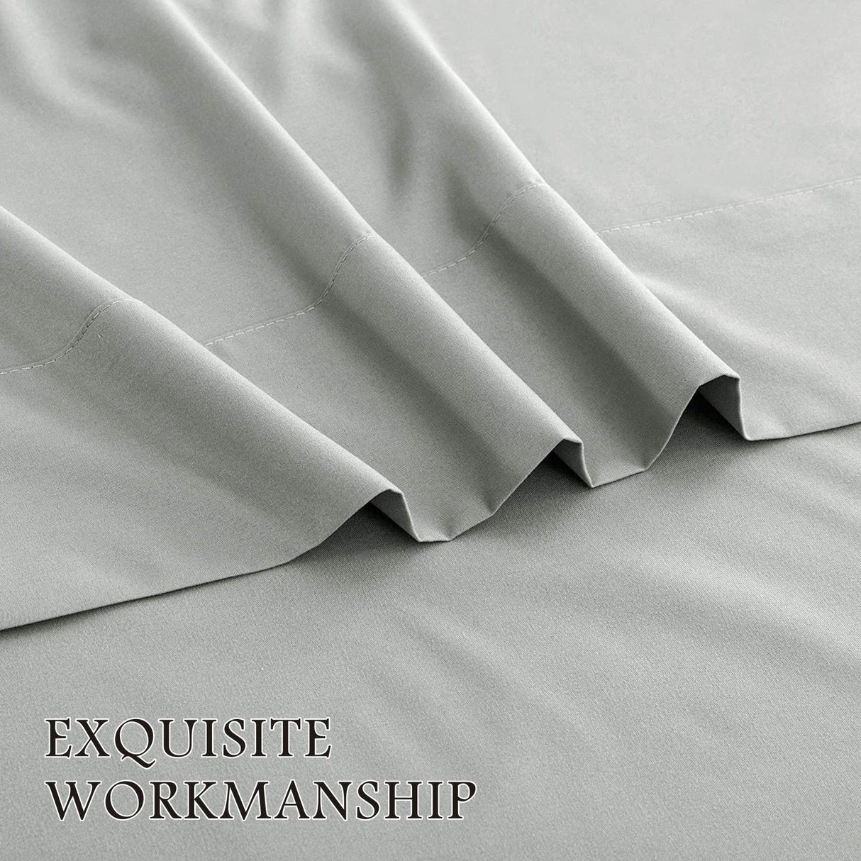 4 Piece Bed Sheet Set- Bedding Sheets & Pillowcases -Breathable Bedding - Wrinkle, Fade, Stain Resistant-Deep Pocket Flat Fitted Bed Sheet Set(Silver-gray,Queen)