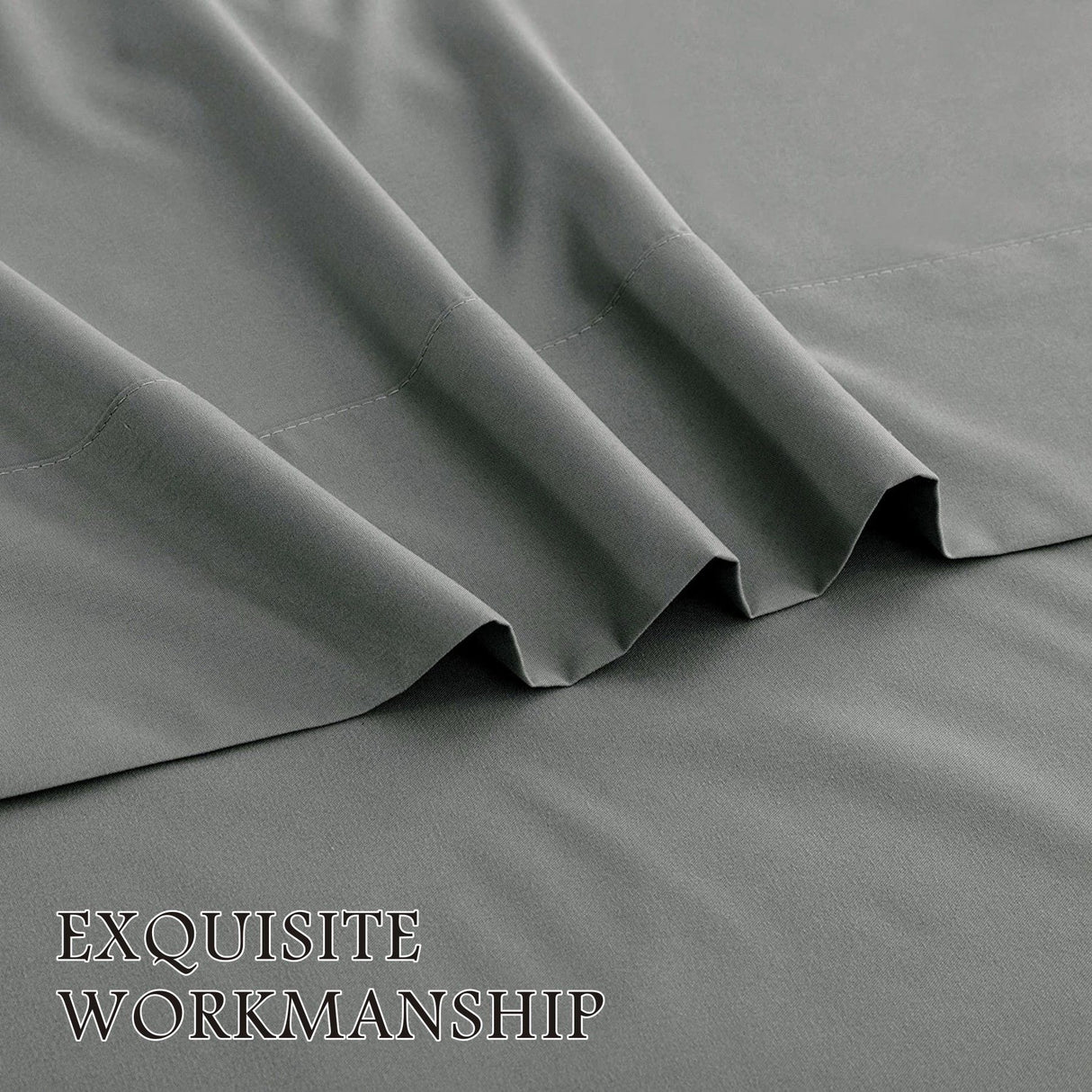 3 Piece Bed Sheet Set- Bedding Sheets & Pillowcases -Breathable Bedding - Wrinkle, Fade, Stain Resistant-Deep Pocket Flat Fitted Bed Sheet Set(Grey,Single)