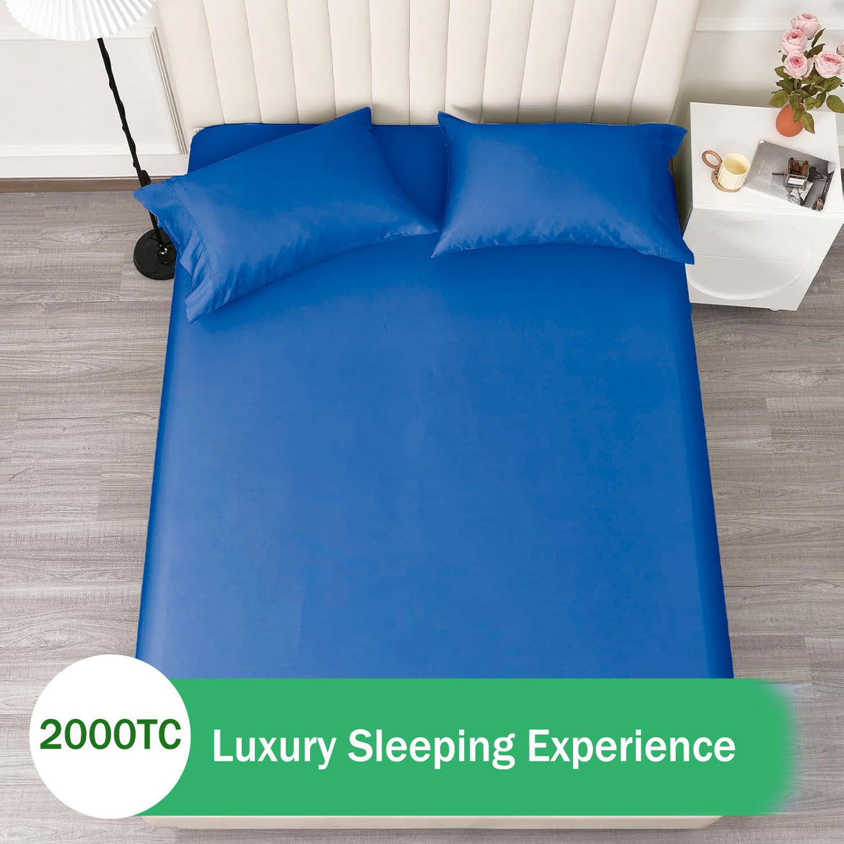 3 Piece Fitted Sheet Set- Fitted Sheet & Pillowcases -Breathable Bedding - Wrinkle, Fade, Stain Resistant- 40cm Deep Pocket Fitted Bed Sheet Set(Royal blue,Super King)