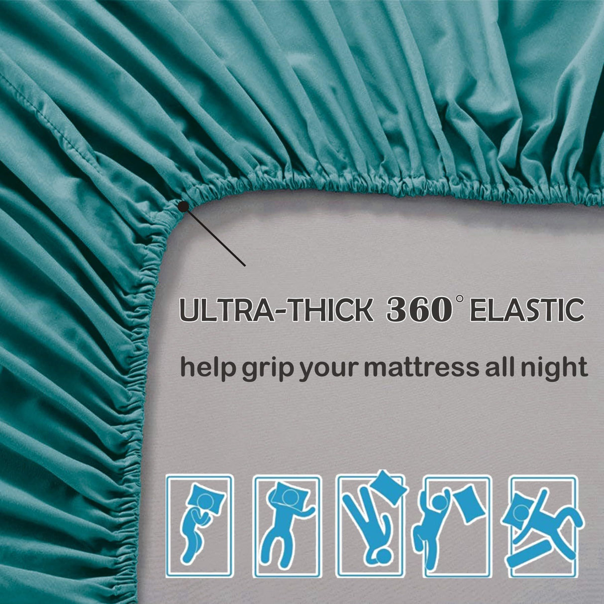 3 Piece Fitted Sheet Set- Fitted Sheet & Pillowcases -Breathable Bedding - Wrinkle, Fade, Stain Resistant- 40cm Deep Pocket Fitted Bed Sheet Set(Biscay blue,Super King)