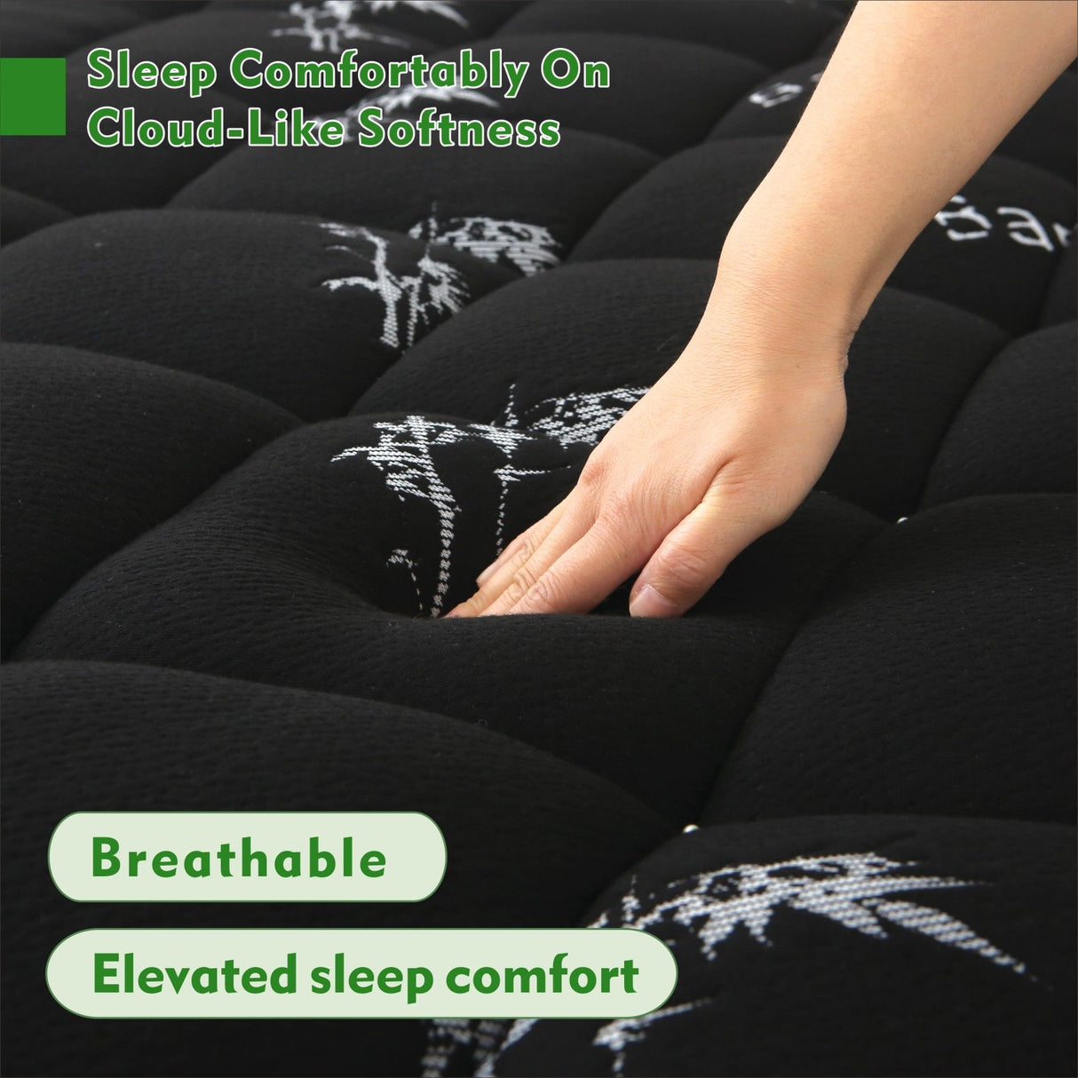 800GSM Mattress Topper Viscose Derived from Bamboo, Thick Pillowtop Fitted Mattress Cover with 45cm Deep Skirt - Machine Washable Hypoallergenic(Single,Black)