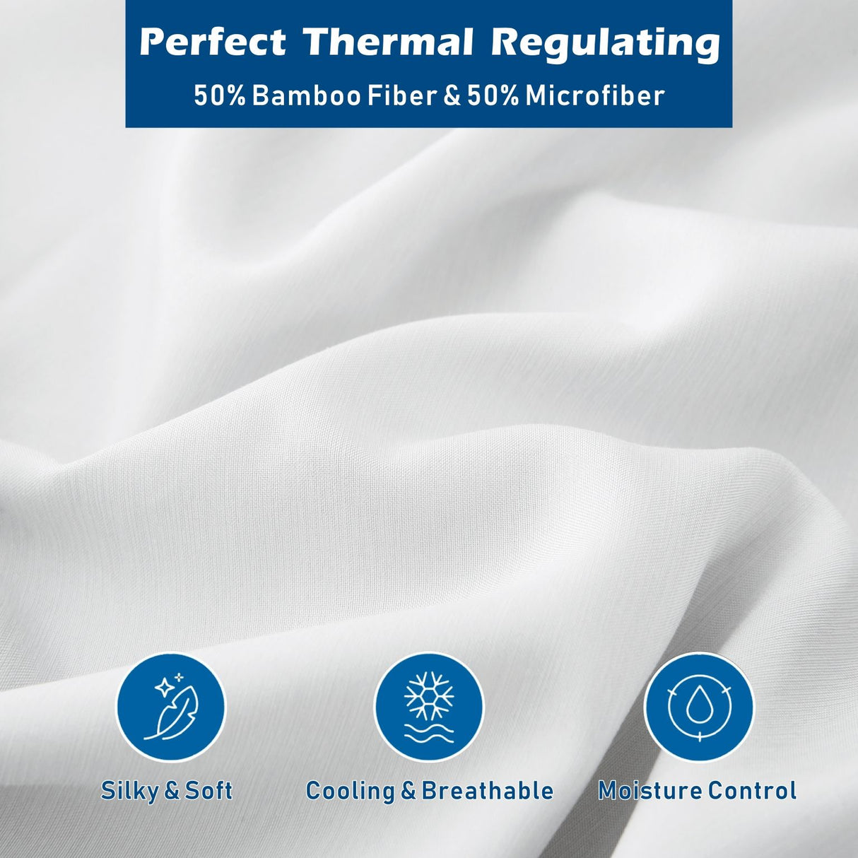 4 Piece Hotel Bamboo Cooling Sheet Set -Ultra Soft 2000TC Breathable Bed Sheets Set with 37 Centimetre Deep Pocket-Cooling Sheets for Hot Sleepers(White,King)