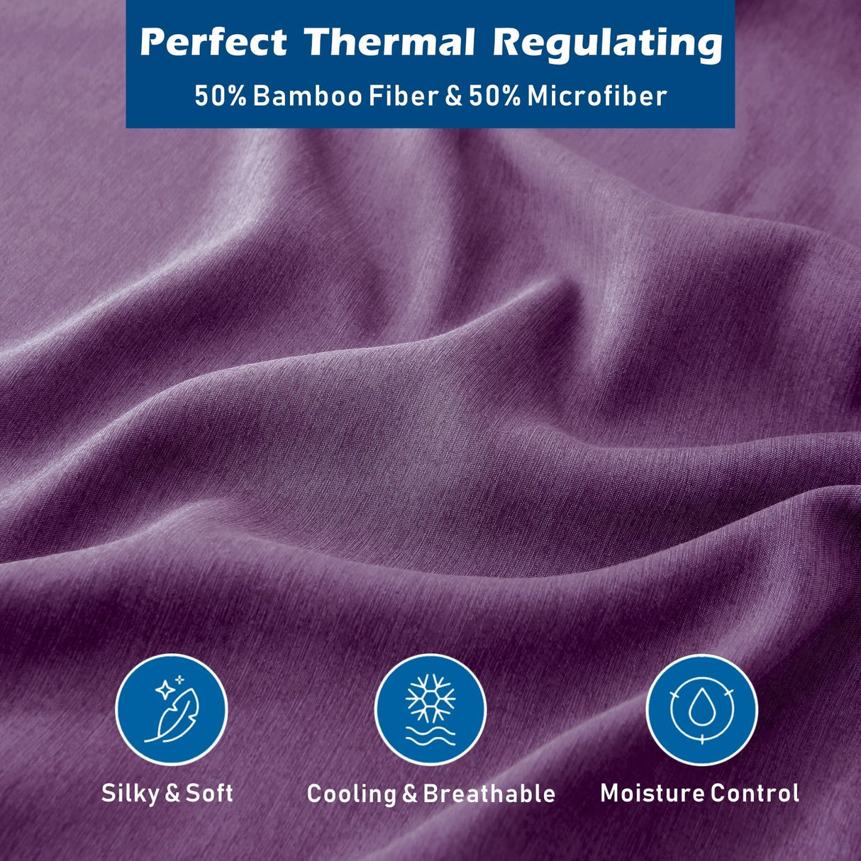 4 Piece Hotel Bamboo Cooling Sheet Set -Ultra Soft 2000TC Breathable Bed Sheets Set with 37 Centimetre Deep Pocket-Cooling Sheets for Hot Sleepers(Purple,King)