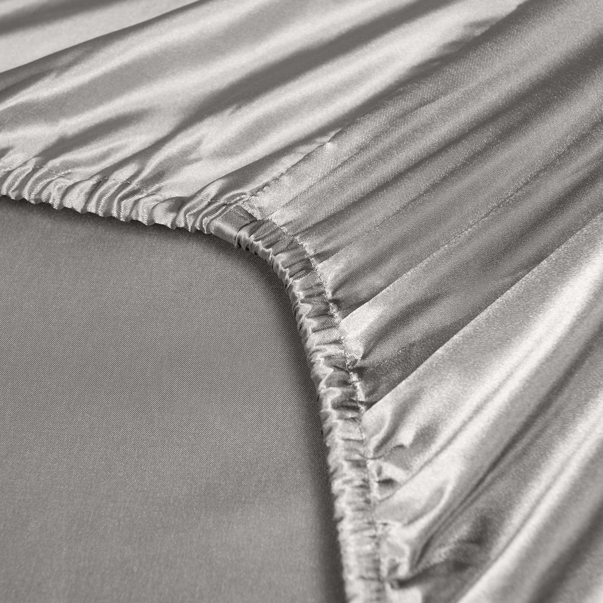 Royal Comfort Satin Sheet Set 3 Piece Fitted Sheet Pillowcase Soft - King - Charcoal
