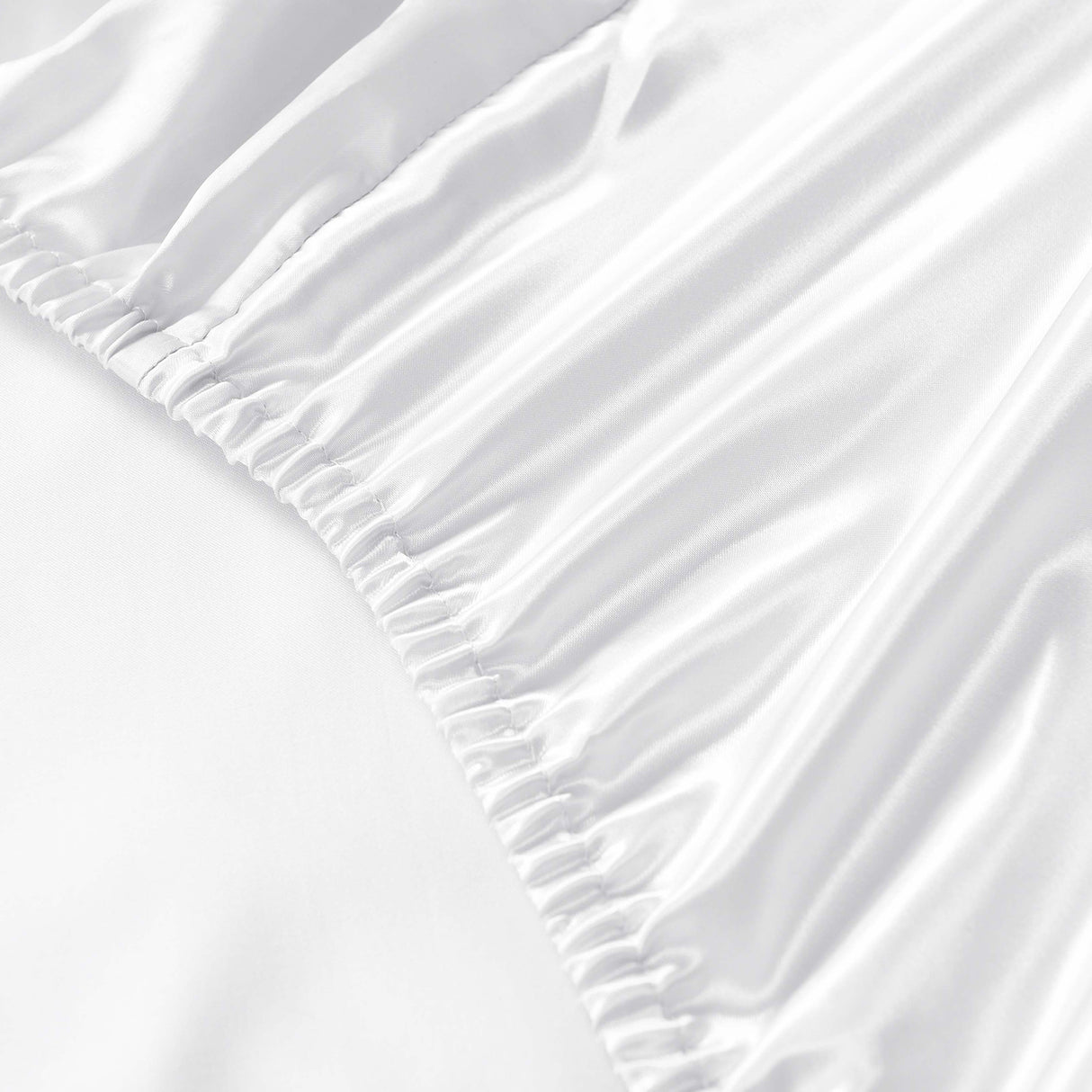 Royal Comfort Satin Sheet Set 4 Piece Fitted Flat Sheet Pillowcases - King - White