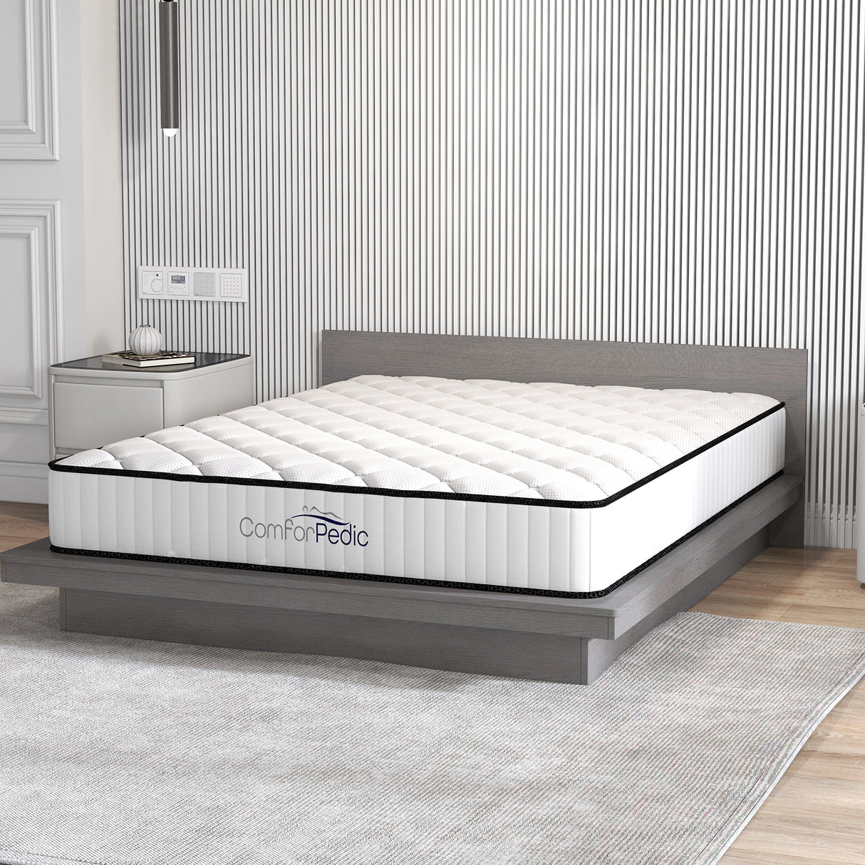 Comforpedic Mattress 5 Zone Medium Support Foam Bonnell Spring 21CM - Single - White Black