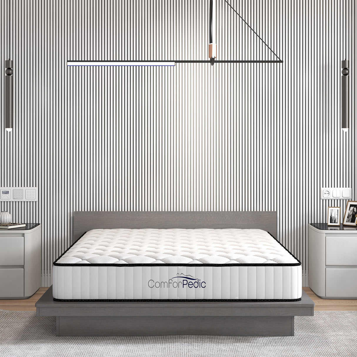 Comforpedic Mattress 5 Zone Medium Support Foam Bonnell Spring 21CM - Single - White Black