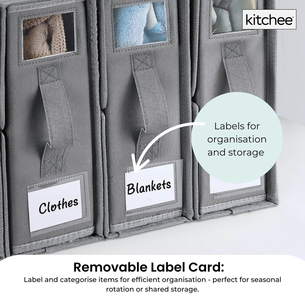 10x Kitchee Foldable Bed Sheet Storage Box - Linen and Closet Organiser Grey