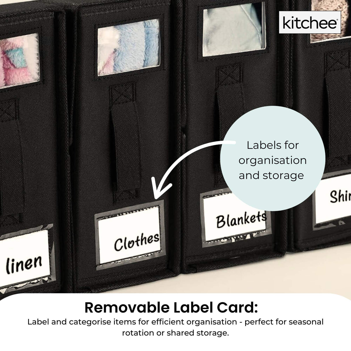 4x Kitchee Foldable Bed Sheet Storage Box - Linen and Closet Organiser Black