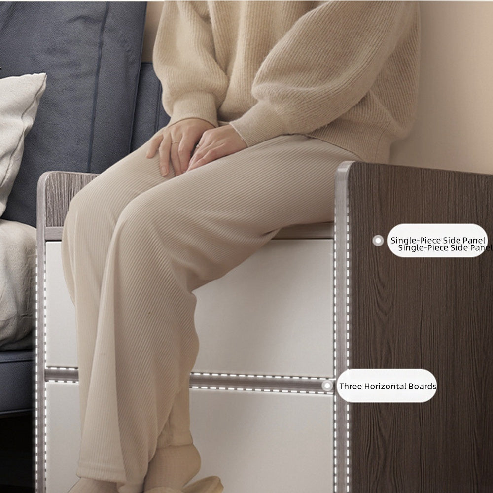 2x Bedside table walnut wood grain tray drawers vintage style furniture