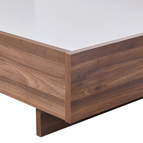 Queen Bed Frame with Melamine Finishing Fabric Upholstered Headboard LED Light