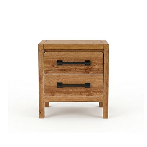 Natural Timber Look Bedside Table with Drawers