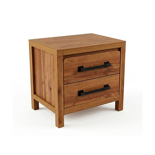 Natural Timber Look Bedside Table with Drawers