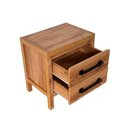 Natural Timber Look Bedside Table with Drawers