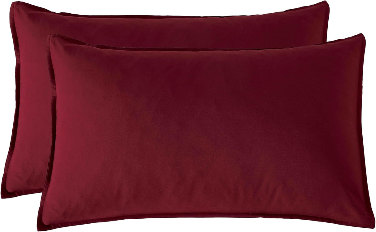 Vintage Washed Microfibre Sheet Set (Burgundy, Single)