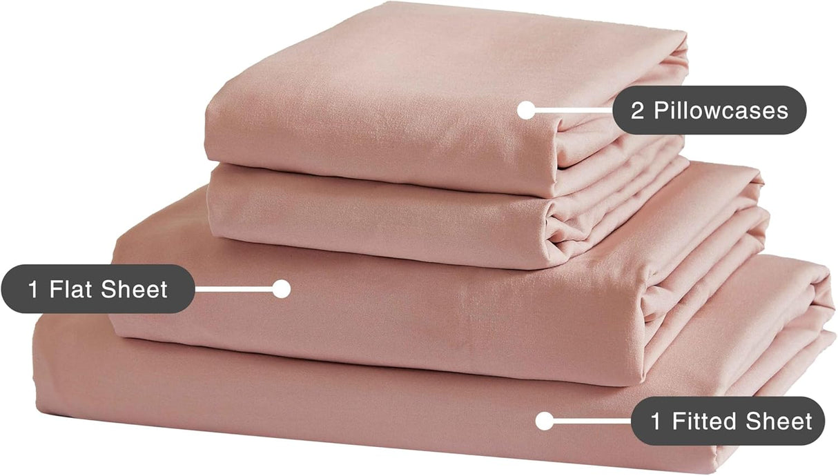 Vintage Washed Microfibre Sheet Set (Pink, Queen)