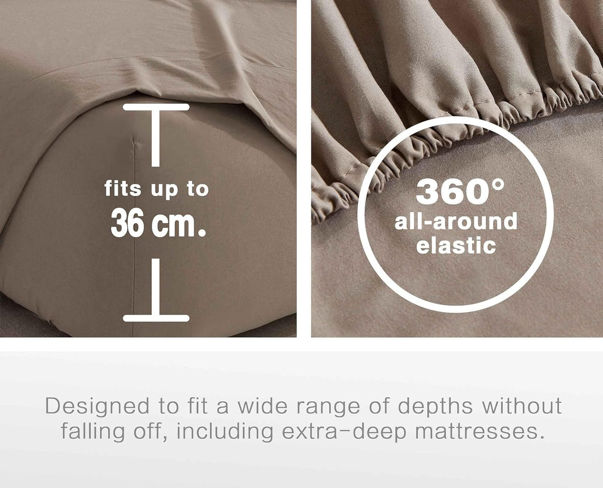 Vintage Washed Microfibre Sheet Set (Truffle, Queen)