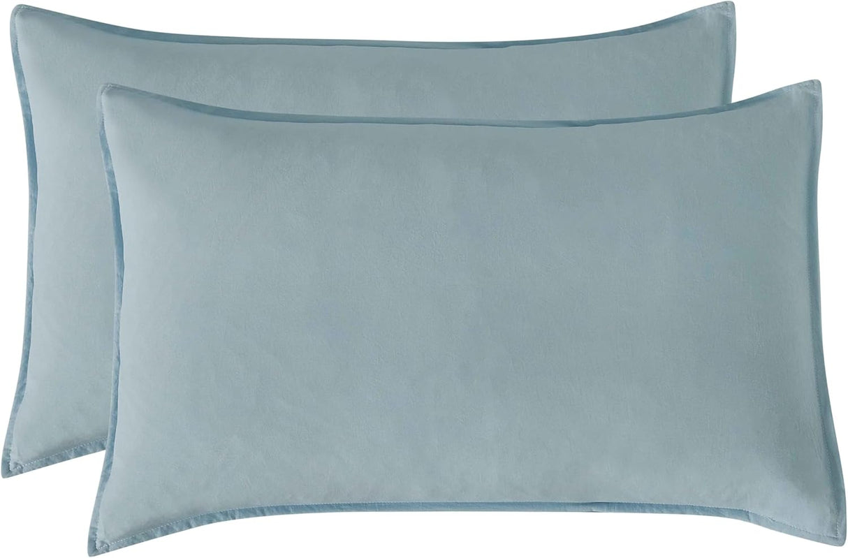 Vintage Washed Microfibre Sheet Set (Blue, King Single)