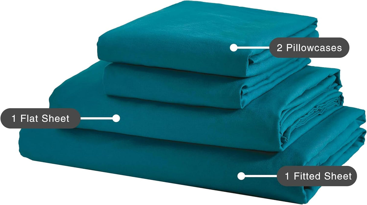 Vintage Washed Microfibre Sheet Set (Teal, King Single)