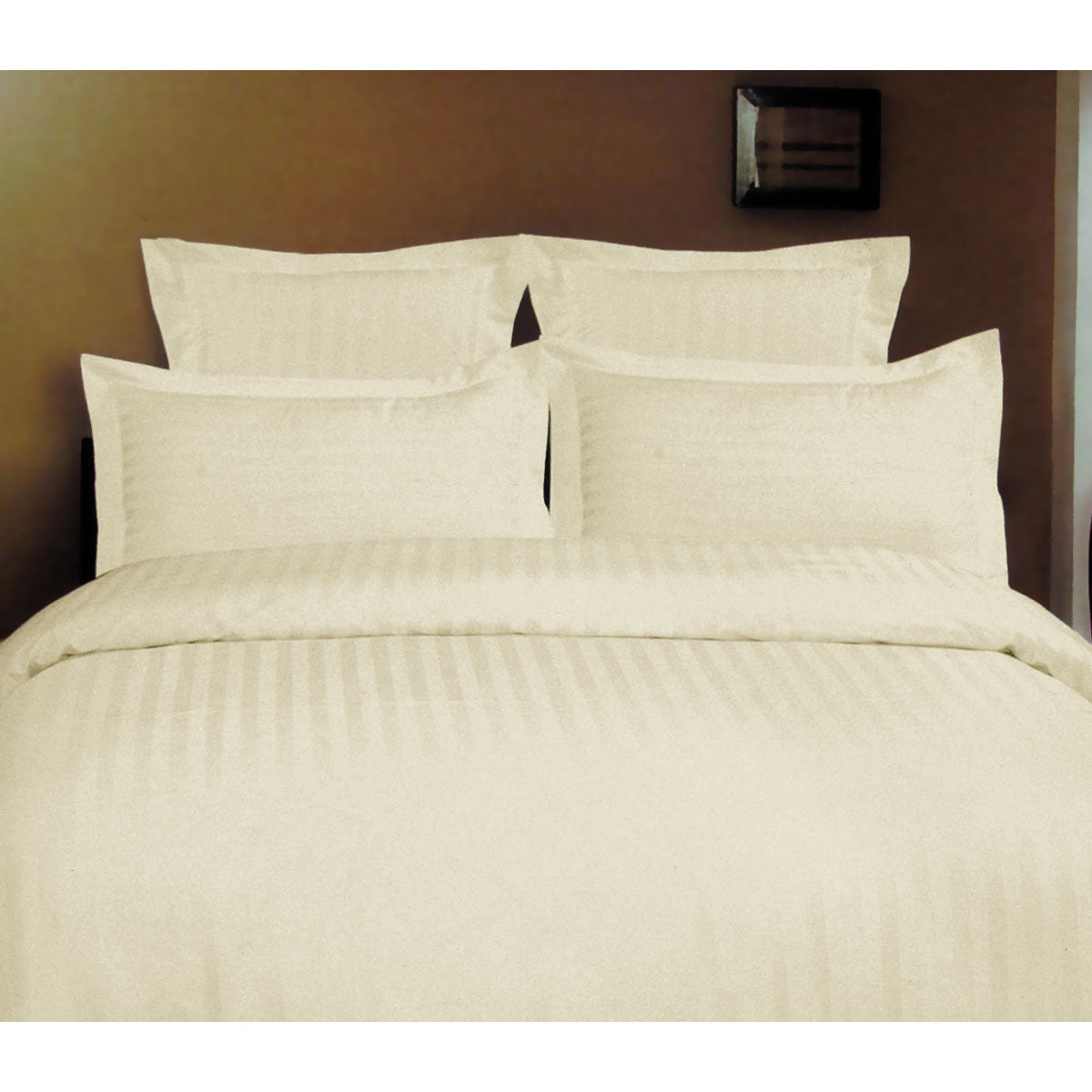 Audreamy 1000TC Self Striped Tailored Quilt Cover Set Ivory King