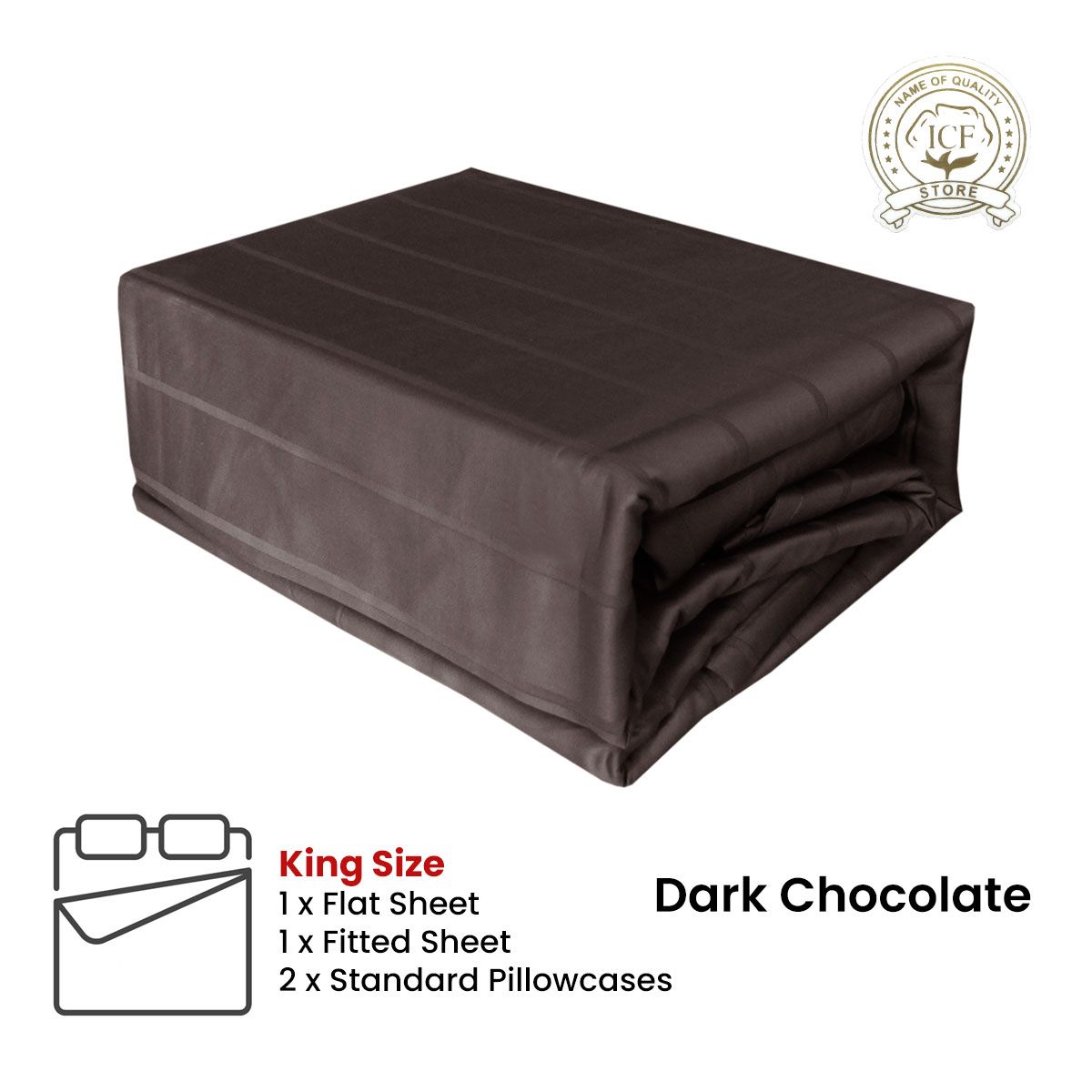 Dark Chocolate 800TC Luxury Cotton Self-Stripe Sheet Set King 40 cm Wall King