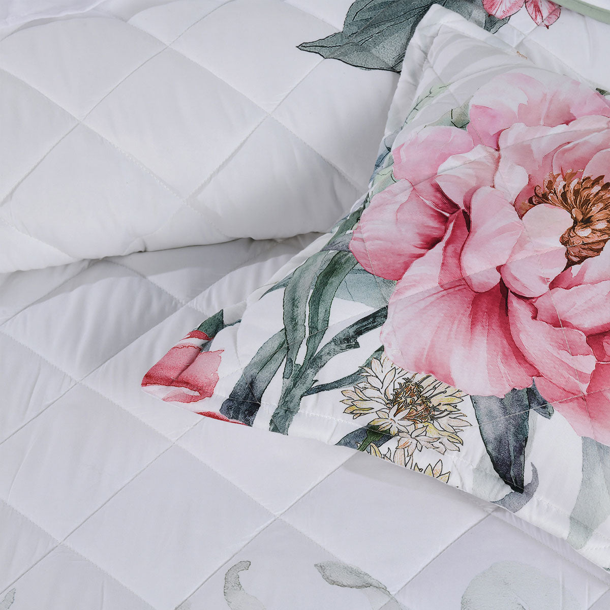 Bianca Coleraine White Floral Printed Bedspread Set Double