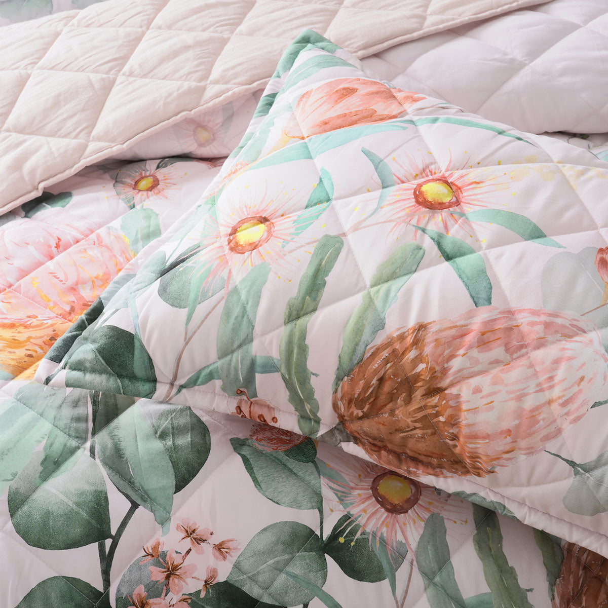 Bianca Sidney Blush Printed Floral Bedspread Set Single